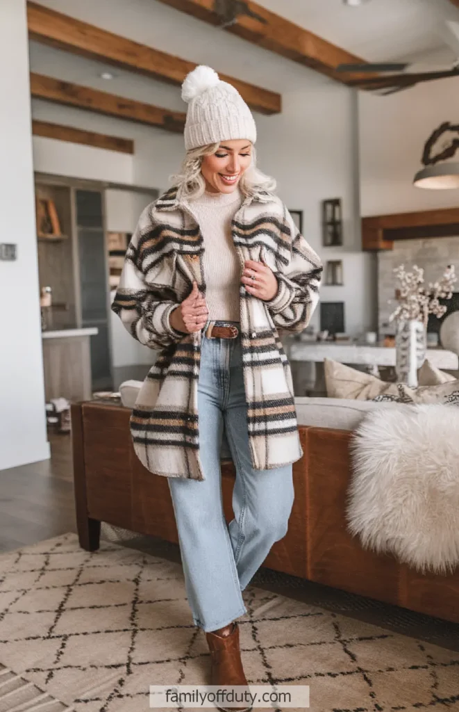 Cozy Neutrals: Plaid Shacket and Turtleneck Cozy Neutrals: Plaid Shacket and Turtleneck — Cabin Trip Outfits