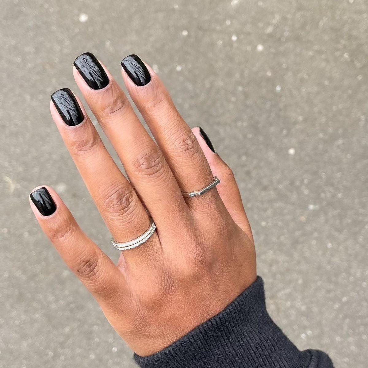 Sharp High-Gloss Black Sharp High-Gloss Black — Short Winter Square Nails