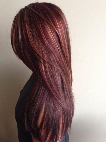Mahogany Base with Blonde and Auburn Highlights Mahogany Base with Blonde and Auburn Highlights — Mahogany Hair Color
