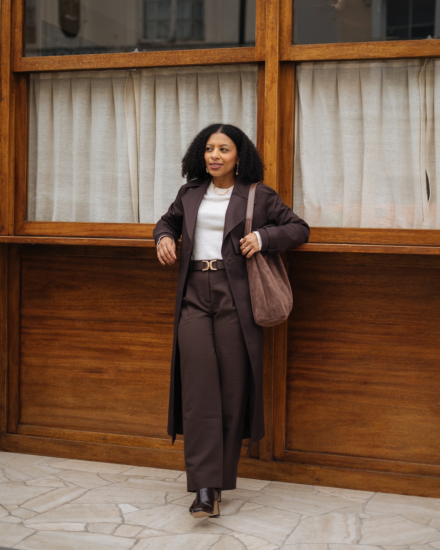 Trench Coat and Wide-Leg Trousers for a Sophisticated Silhouette Trench Coat and Wide-Leg Trousers for a Sophisticated Silhouette — Winter Outfits for Petite Women