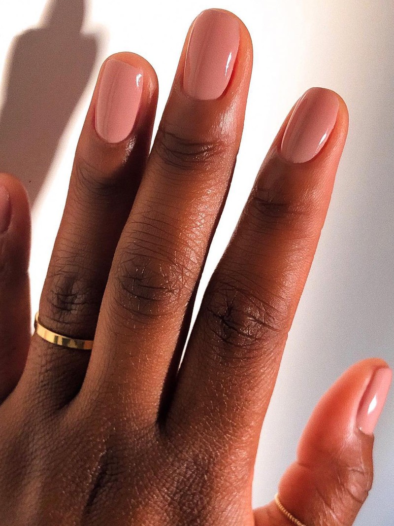 Glossy Dusty Rose Short Oval Nails Glossy Dusty Rose Short Oval Nails — Winter Nail Colors for Dark Skin