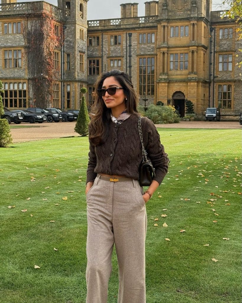 Cable Knit Cardigan with Wide-Leg Wool Trousers Cable Knit Cardigan with Wide-Leg Wool Trousers — Old Money Winter Outfits