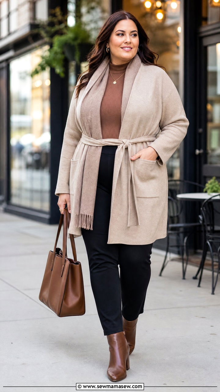 Cozy Beige Cardigan and Brown Tones for a Chic Day Look Cozy Beige Cardigan and Brown Tones for a Chic Day Look — winter outfits for black women