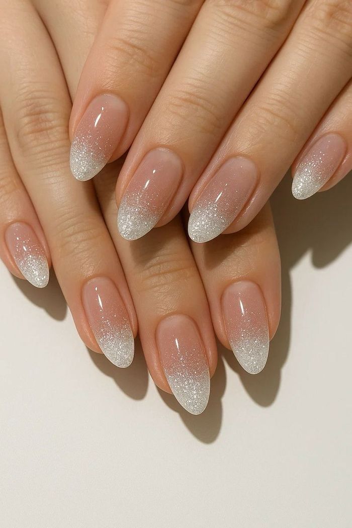 Glitter Ombre Oval Nails Glitter Ombre Oval Nails — nail art ideas