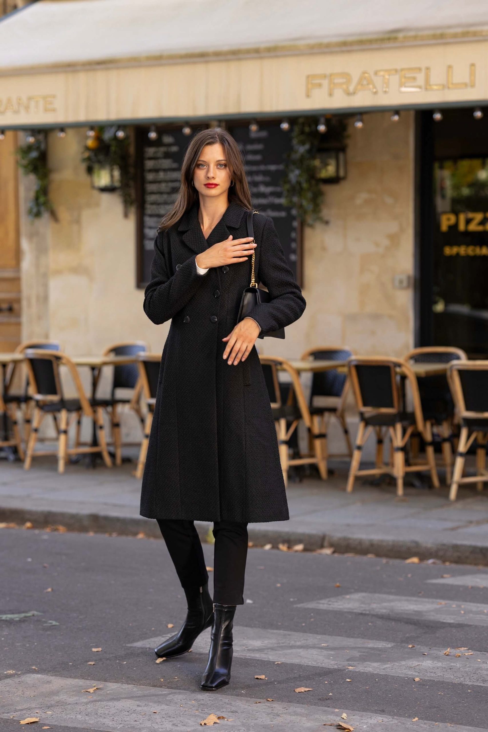 Textured Coat for City Sophistication — Black Coat Outfits