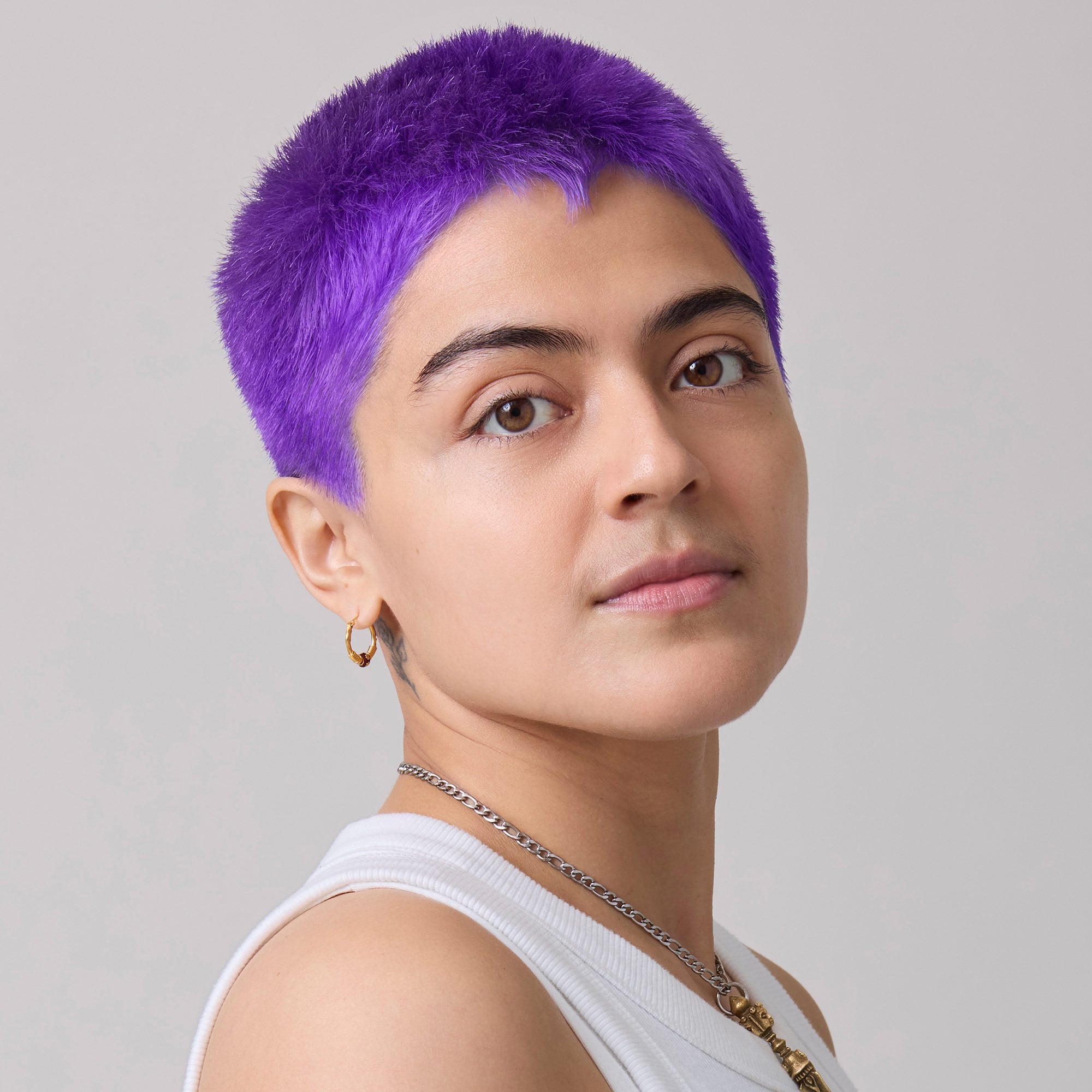 Vibrant Purple Pixie Cut — Plum Hair Color