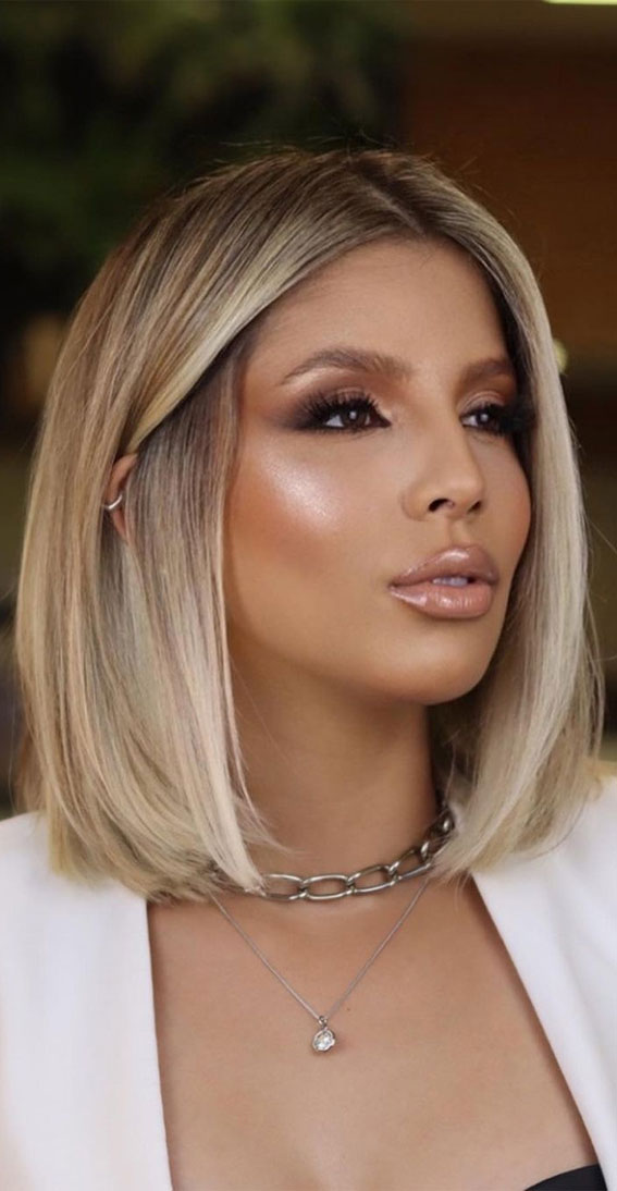 Chin Bob With Dirty Blonde Balayage — Lowlights for Blonde Hair