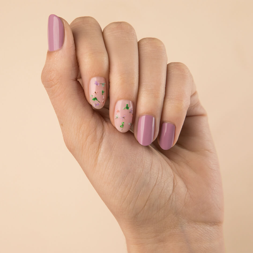 Dusty Rose Floral Square Nails Dusty Rose Floral Square Nails — Winter to Spring Transition Nails