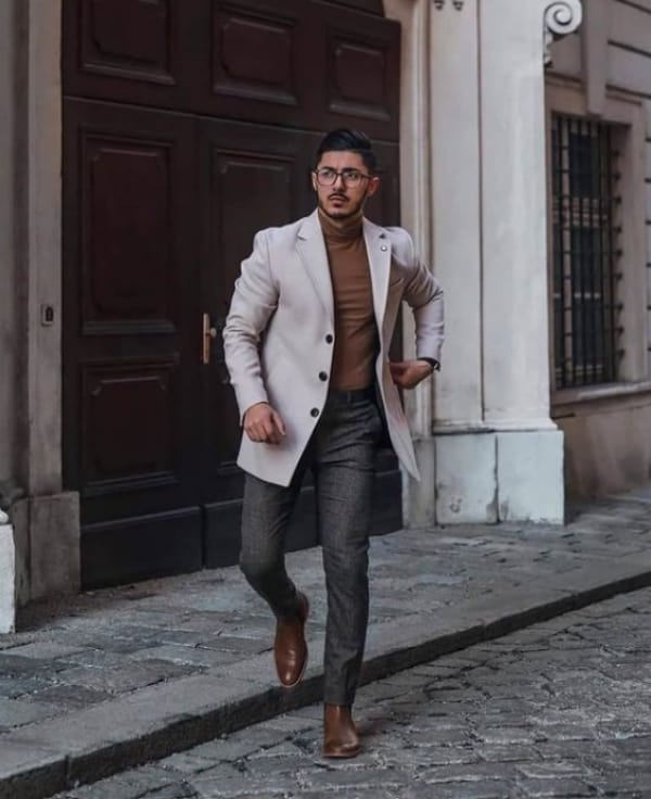 Cream Blazer with Turtleneck for Elegant Smart Casual — Winter Outfits for Men
