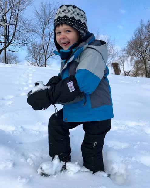 Blue and Grey Puffer Jacket and Snow Pants for Winter Play Blue and Grey Puffer Jacket and Snow Pants for Winter Play — Winter Outfits for Kids