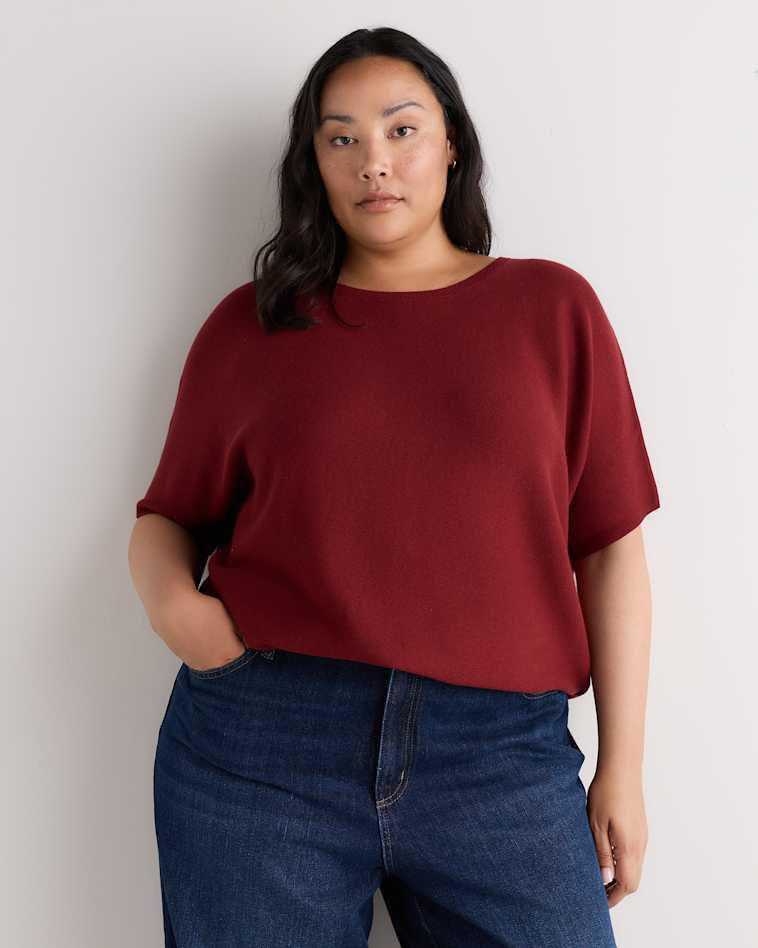 Casual Burgundy Boat Neck Sweater with Jeans Casual Burgundy Boat Neck Sweater with Jeans — Winter Outfits for Plus Size Women