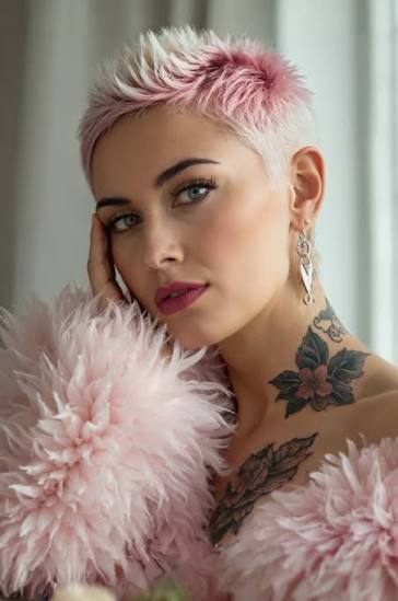Spiky Pink and Blonde Pixie Spiky Pink and Blonde Pixie — very short women haircuts