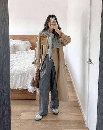 Trench Coat and Scarf Layering for Casual Wear Early Winter Outfits