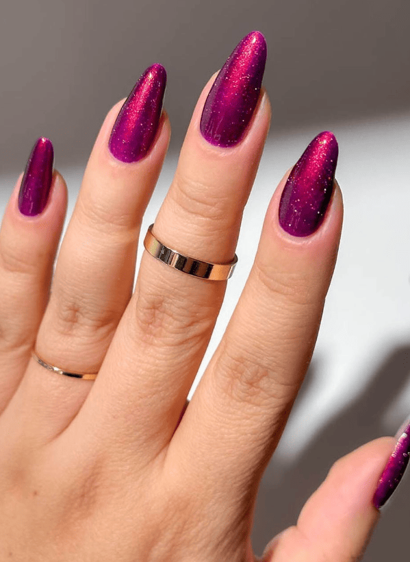 Vibrant Magenta Cat-Eye Stiletto Nails Vibrant Magenta Cat-Eye Stiletto Nails — Winter Nail Colors for Women Over 50