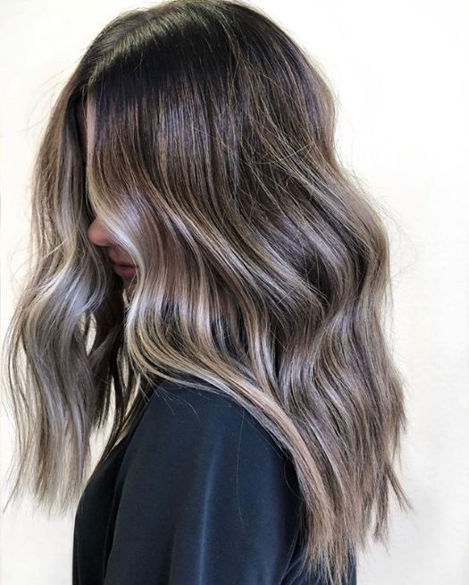 Collarbone Ash Brown With Cool Blonde Highlights Collarbone Ash Brown With Cool Blonde Highlights — True Winter Hair Color