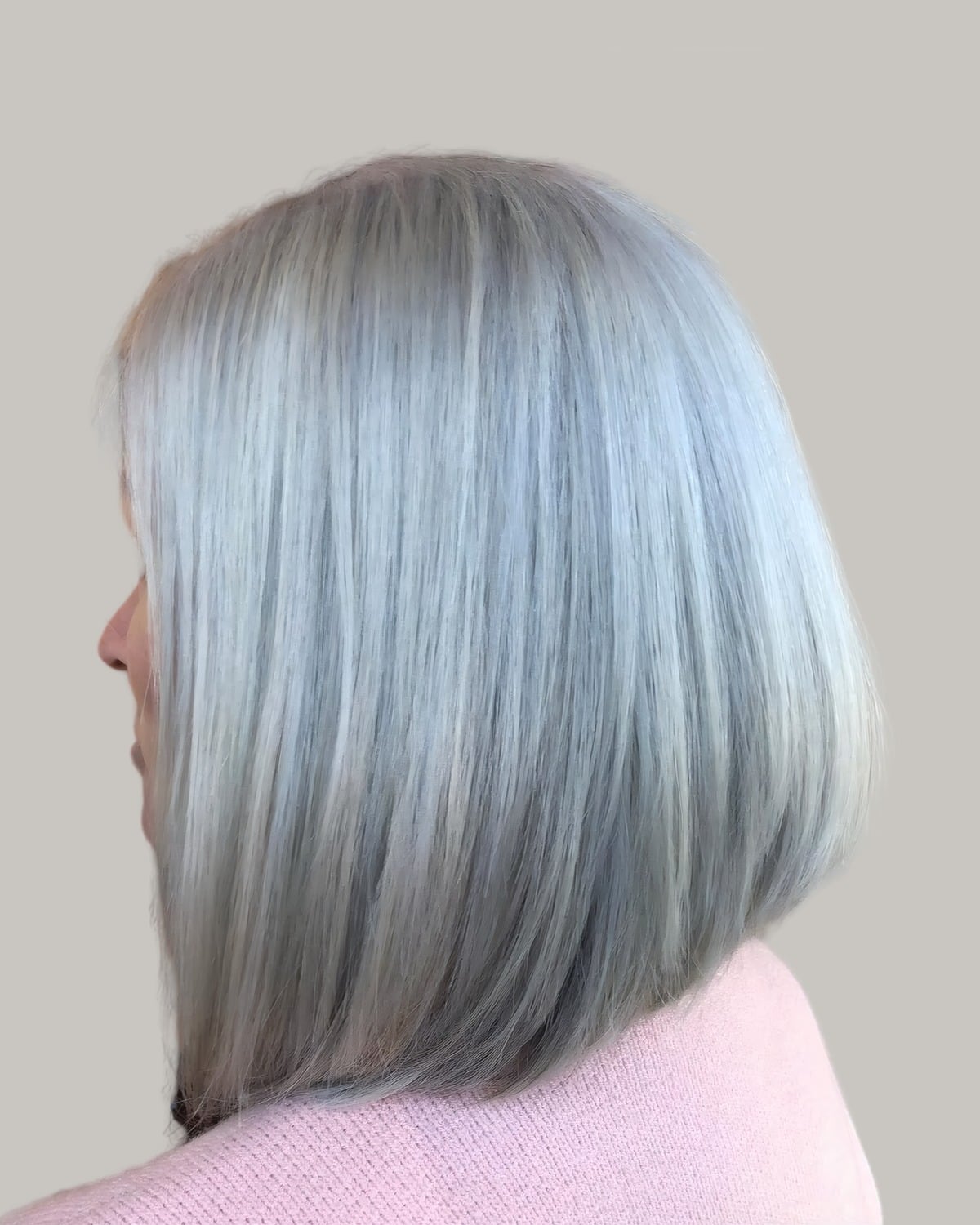 Sharp Ash Blonde Chin Length A-Line Bob, Straight Sharp Ash Blonde Chin Length A-Line Bob, Straight