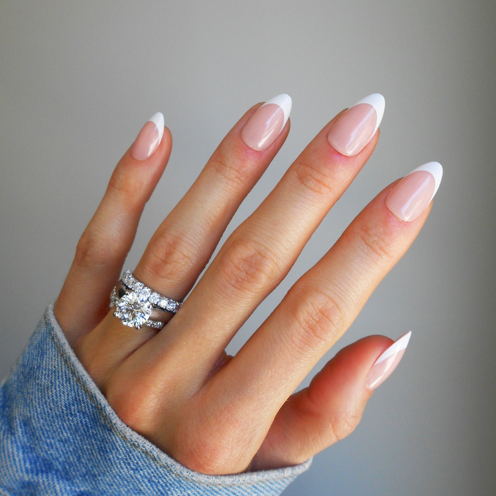 Instant Luxury Acrylic Press-On Nails- Timeless French, Short Almond