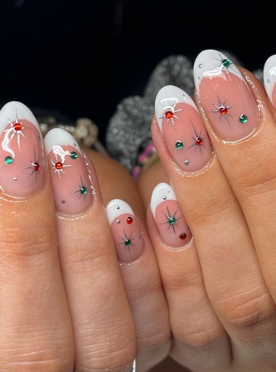 Chic Chrome Gold French Short Almond Nails
