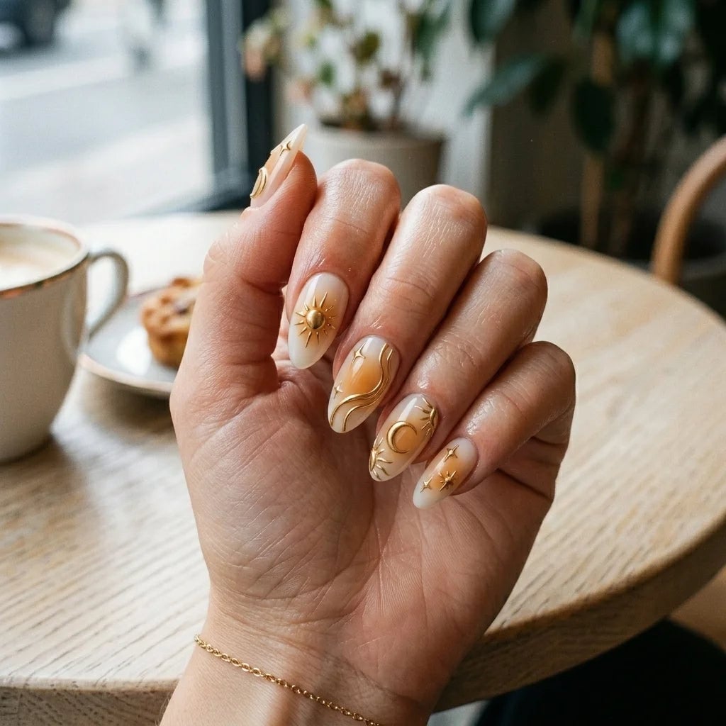 Milky White Orange 3D Press On Nails – Mophonic