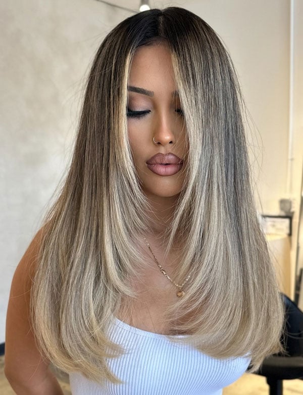 Collarbone Ash Blonde With Root Melt