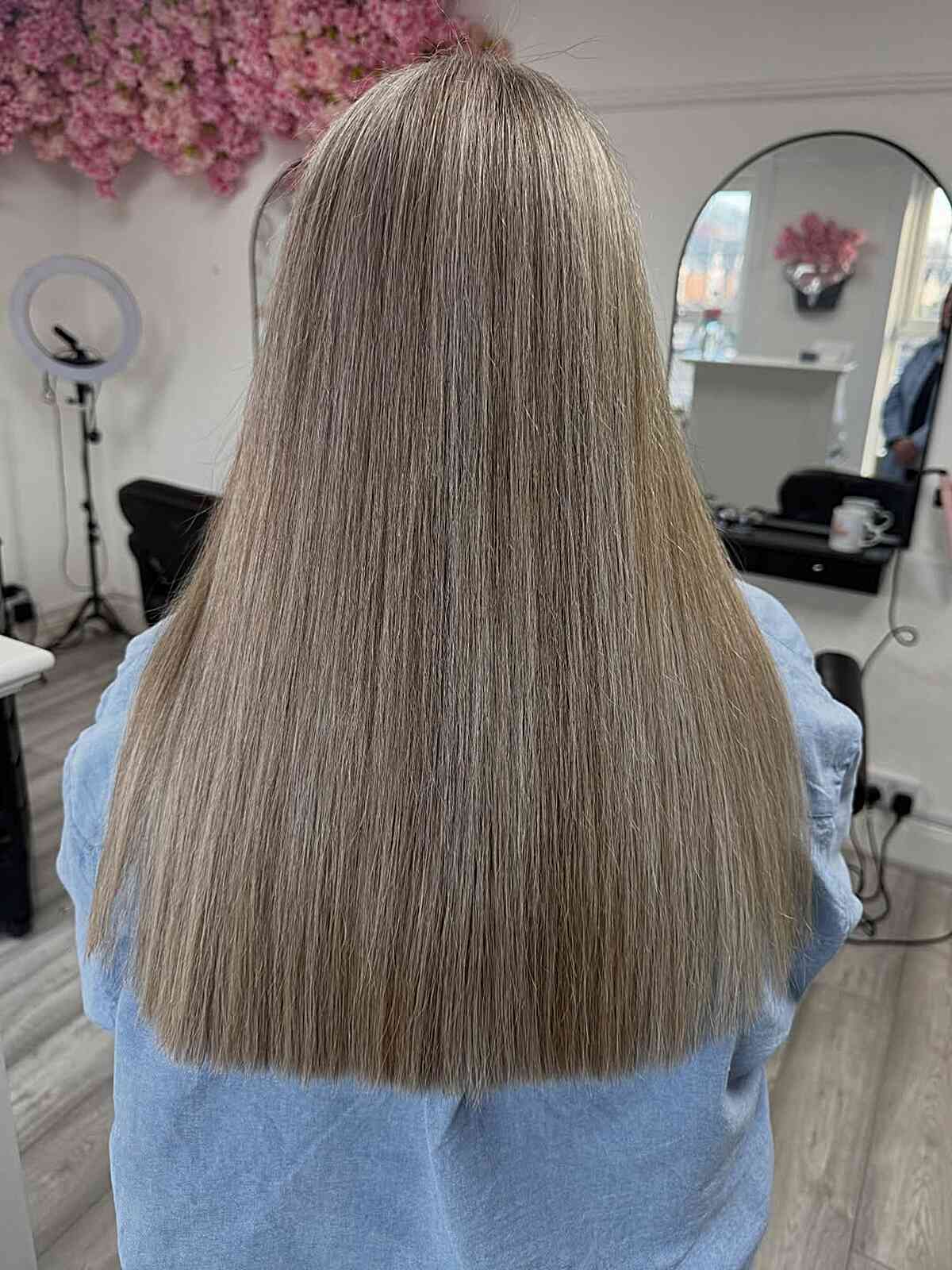 Mid-Back Blunt Cut Ash Blonde