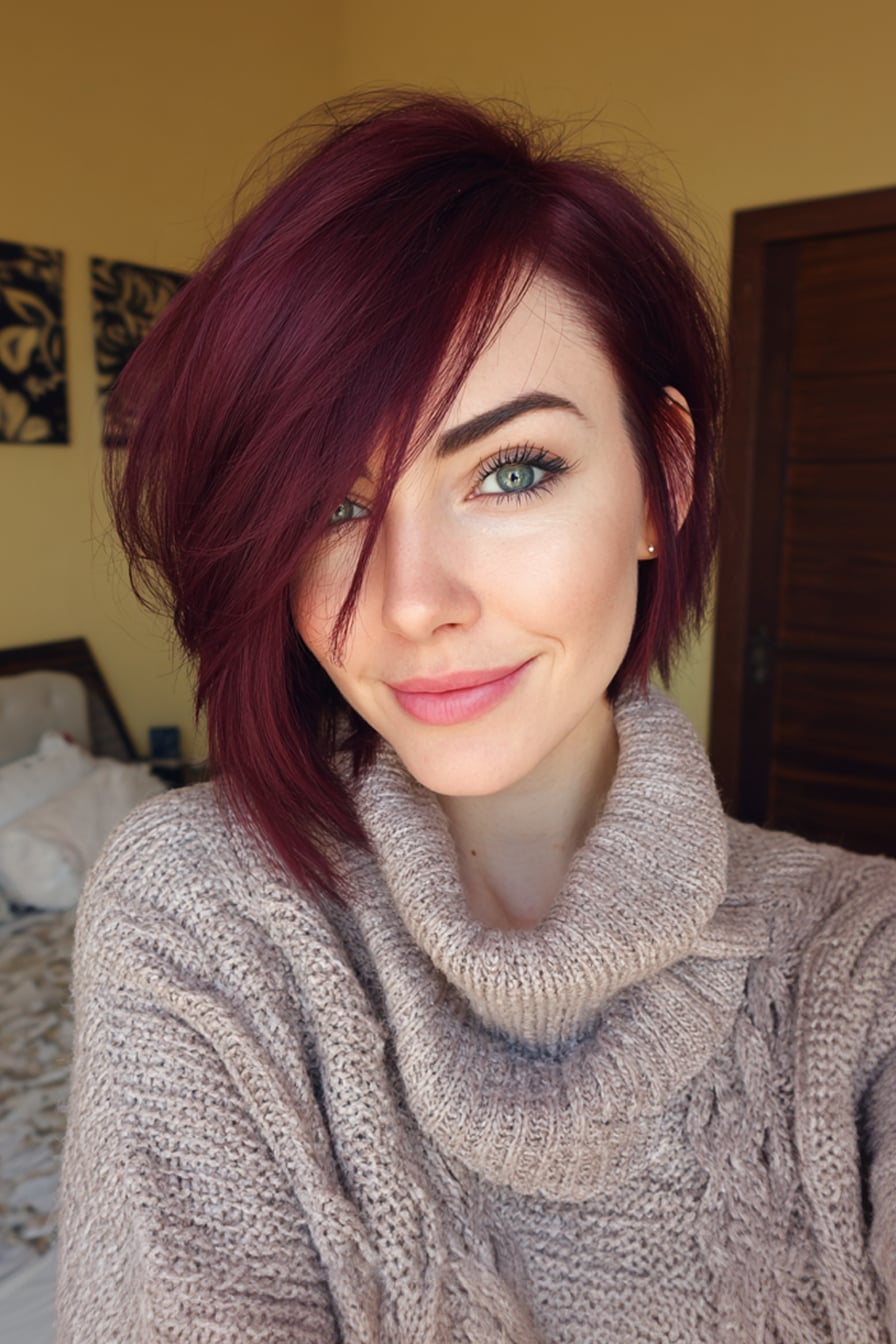 Wavy Dark Brown Bob With Asymmetrical Length — Asymmetrical Bob