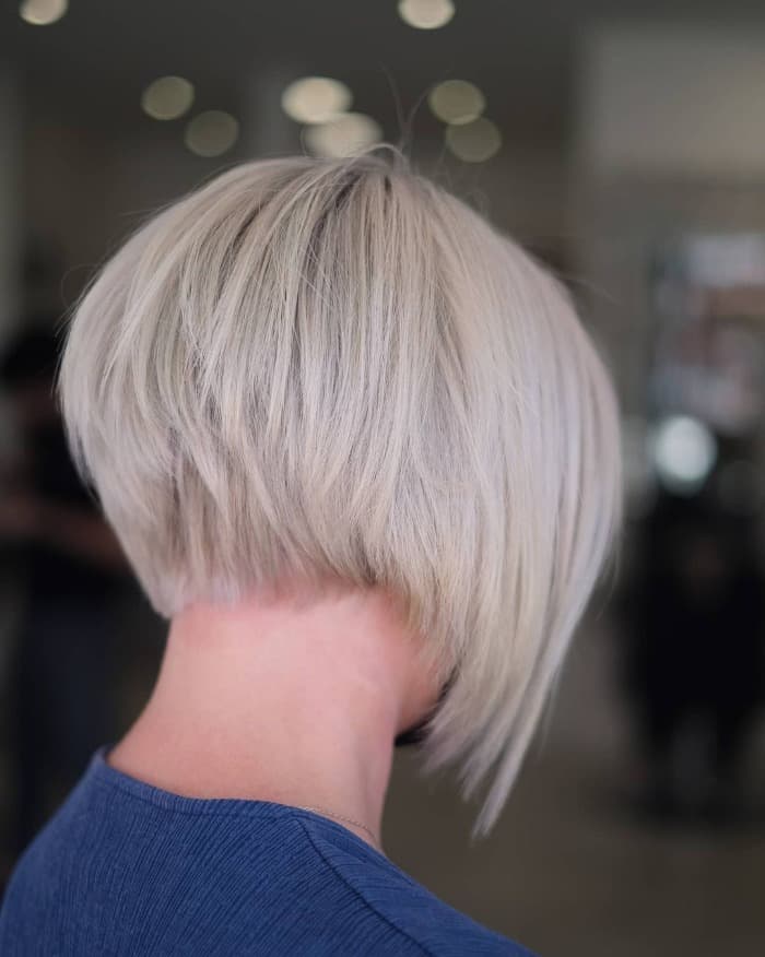 Ash Blonde Inverted Bob With Angled Back — Asymmetrical Bob