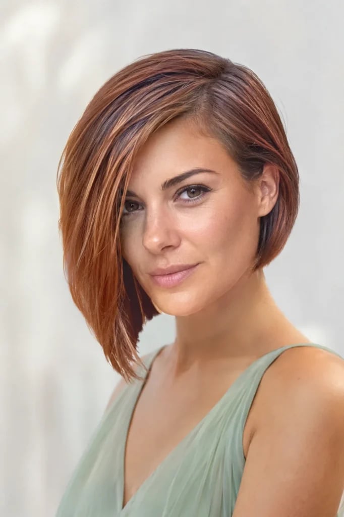Honey Blonde Asymmetrical Lob With Blowout