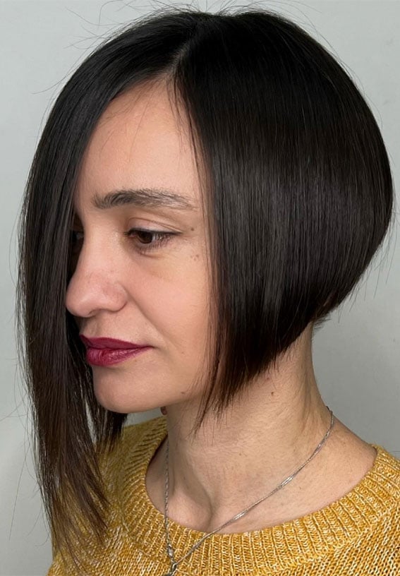 Dramatic Asymmetrical Bob With Side Sweep — Asymmetrical Lob