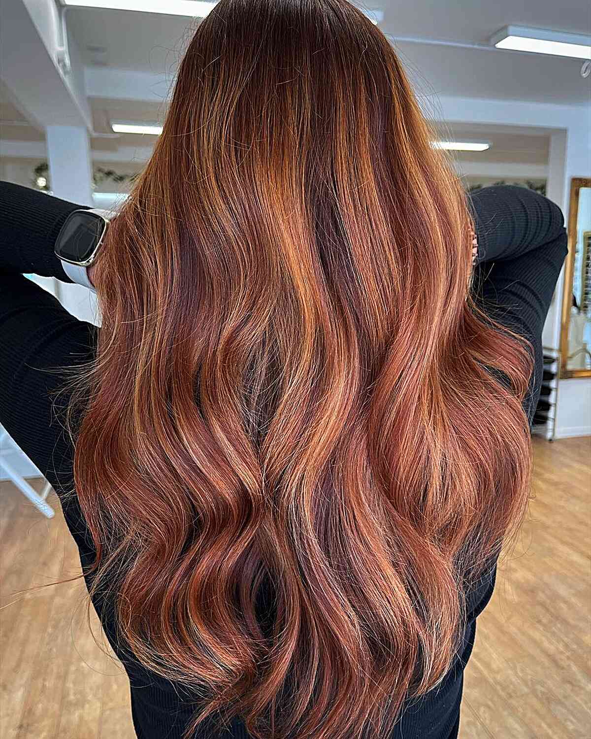 Auburn Balayage With Copper and Blonde, Mid-Back — Auburn Hair
