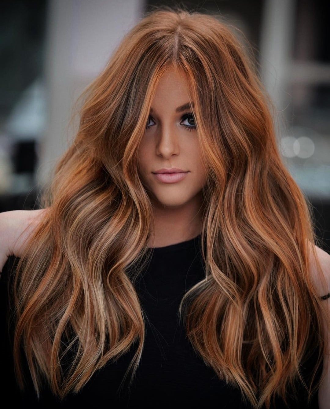 Medium Auburn With Blonde And Copper Highlights — Auburn Hair