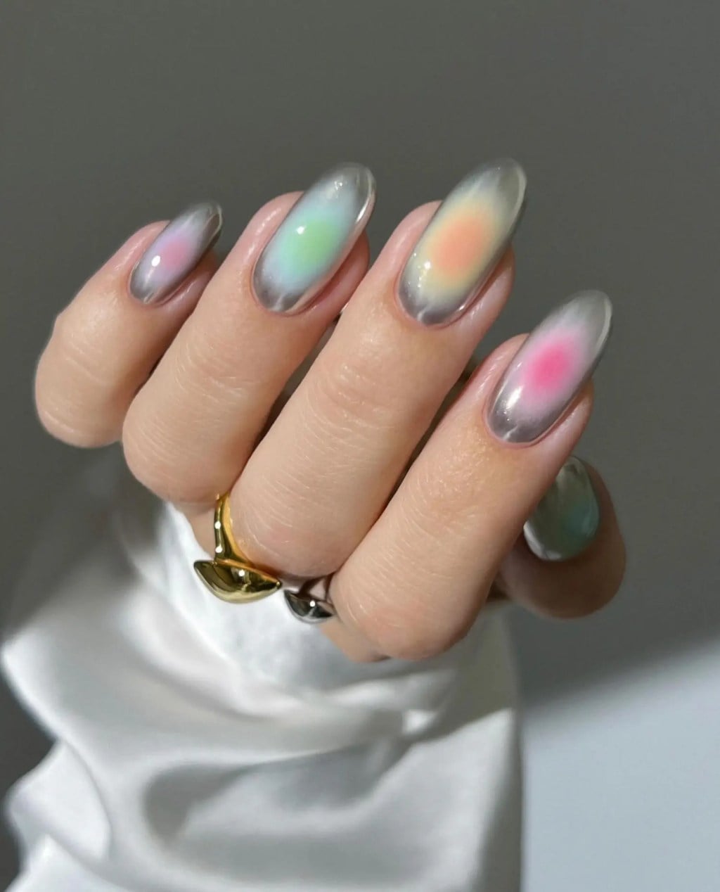 Multicolor Jelly Aura Long Oval Nails Multicolor Jelly Aura Long Oval Nails — Aura Nails