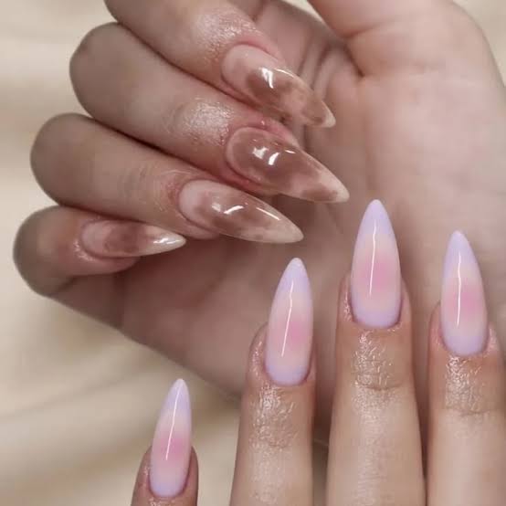 Pale Pink Lavender Jelly Aura Long Stiletto Nails Pale Pink Lavender Jelly Aura Long Stiletto Nails — Aura Nails