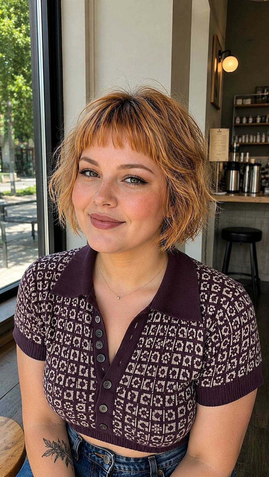 Chin Length Strawberry Blonde Bob With Wispy Bangs — Baby Bangs