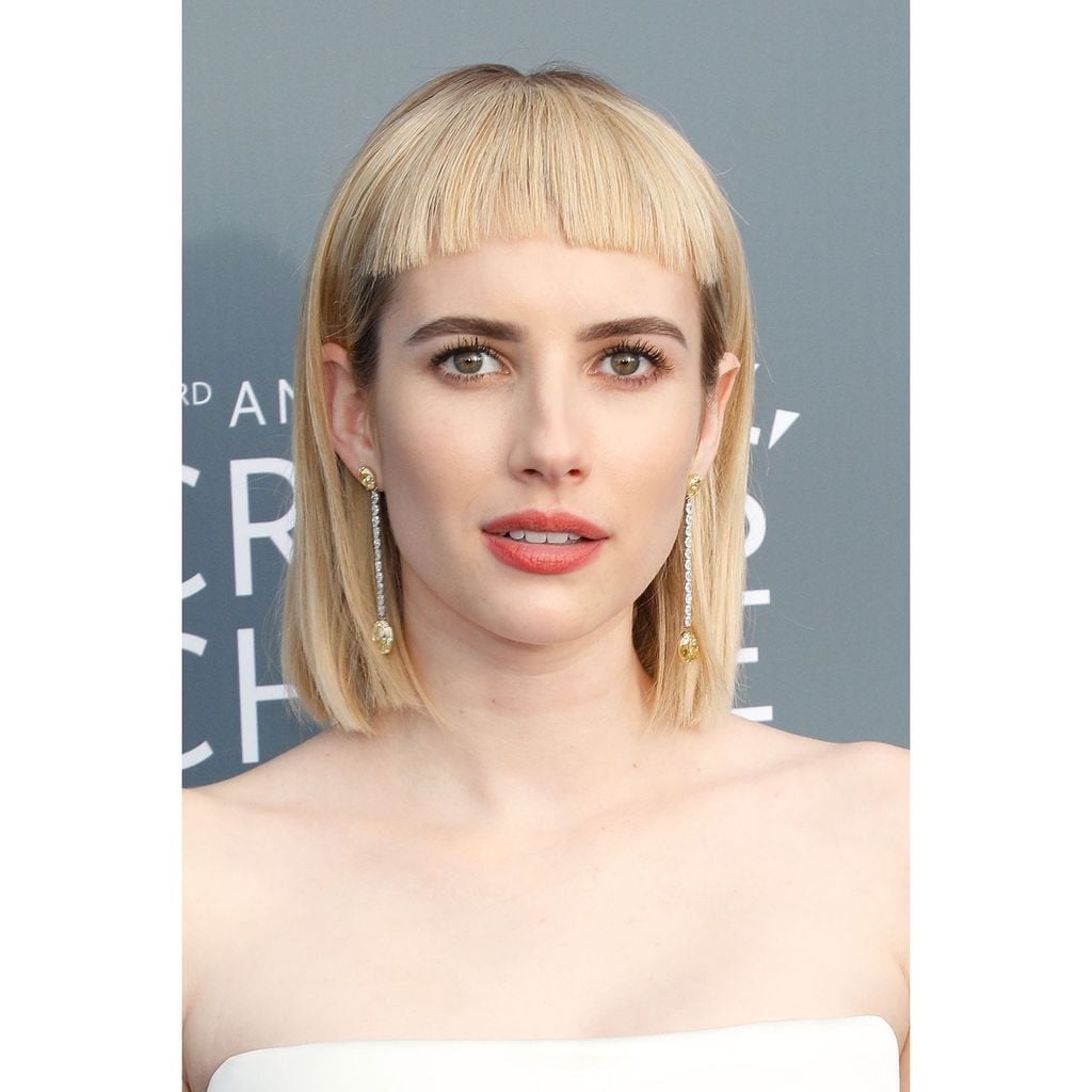 Ash Blonde Blunt Bob With Micro Baby Bangs