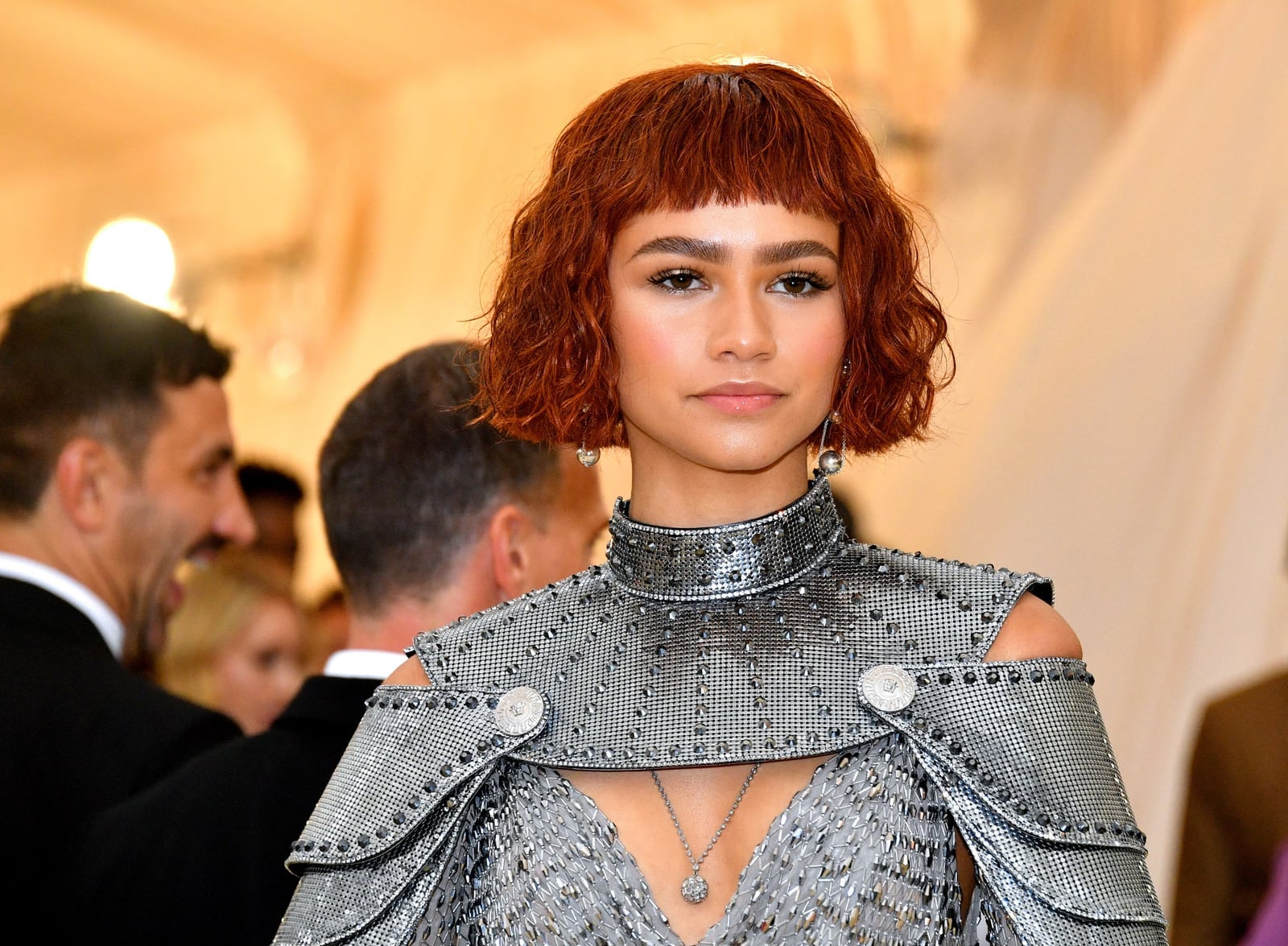 Chin Length Auburn Bob With Textured Baby Bangs
