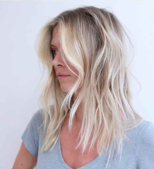 Collarbone Ash Blonde With Fine Blended Highlights Collarbone Ash Blonde With Fine Blended Highlights — Babylights
