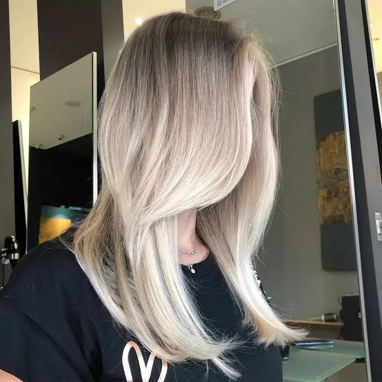 Mid-Back Ash Blonde Balayage Sleek Look Mid-Back Ash Blonde Balayage Sleek Look
