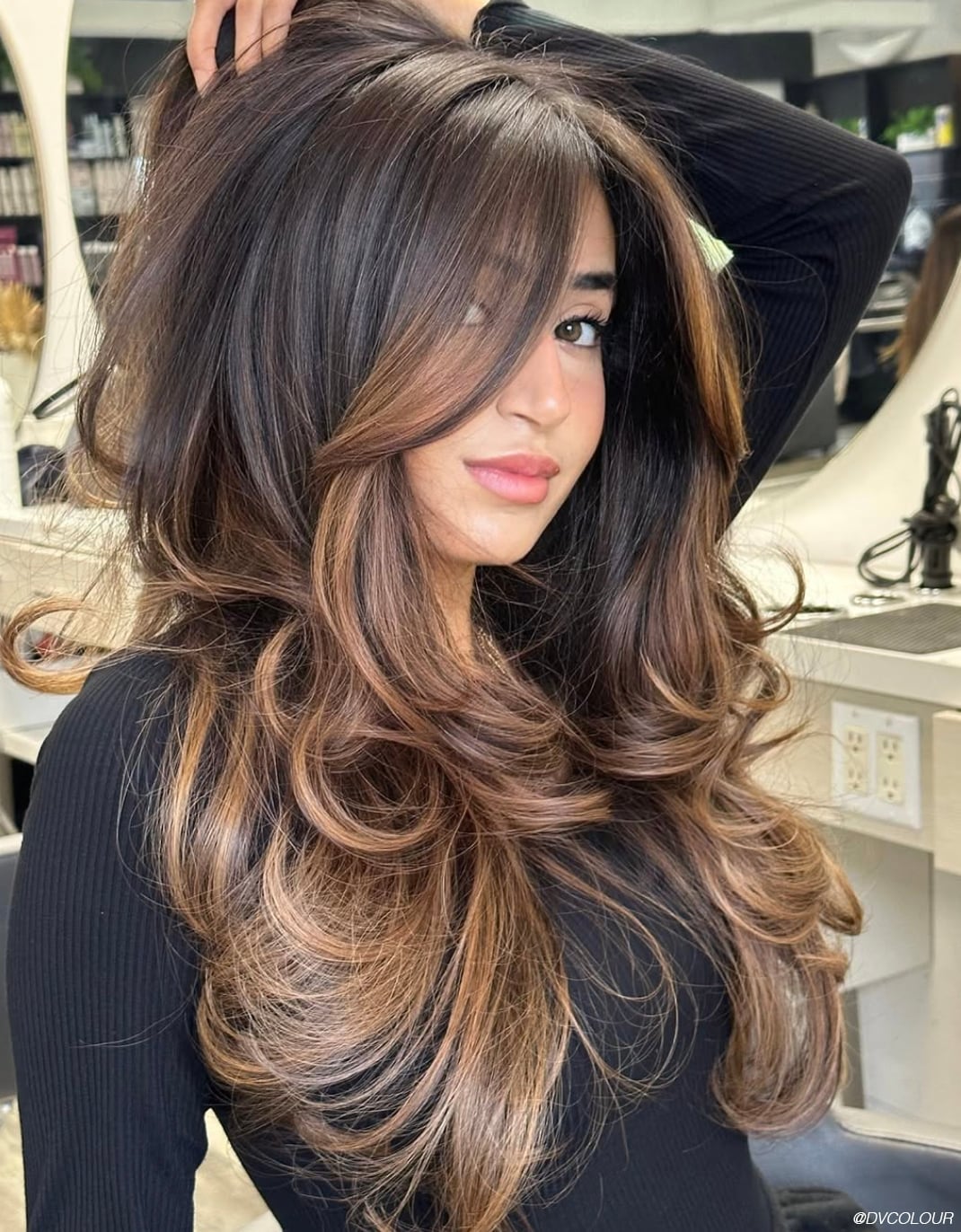 Brunette Balayage With Caramel and Copper Tones Brunette Balayage With Caramel and Copper Tones