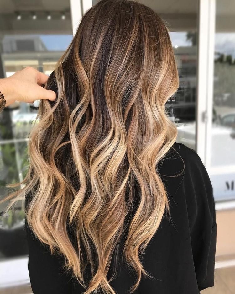Dark Brown Base With Blonde Balayage Blend Dark Brown Base With Blonde Balayage Blend