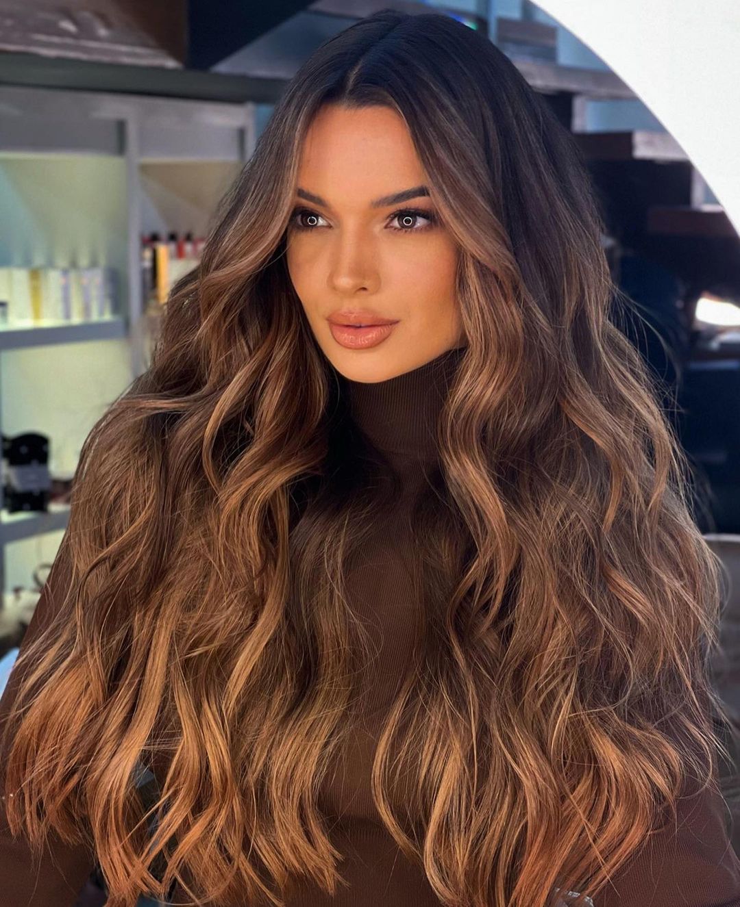 Rich Brown With Warm Blonde Balayage Rich Brown With Warm Blonde Balayage