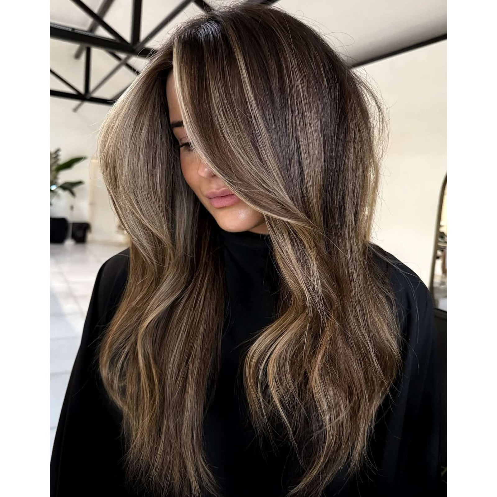 Dark Brown With Face-Framing Blonde Balayage Dark Brown With Face-Framing Blonde Balayage — Balayage on Long Hair