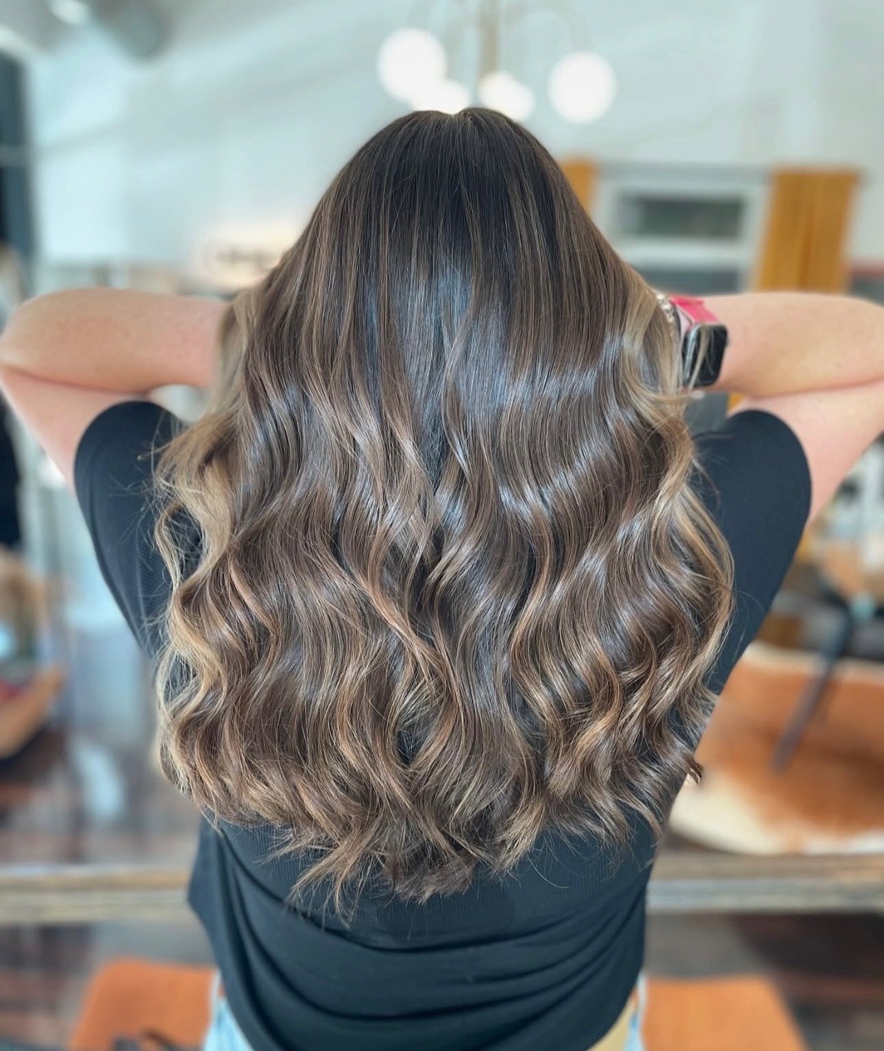 Dark Brown To Blonde Balayage Back View Dark Brown To Blonde Balayage Back View — Balayage on Long Hair