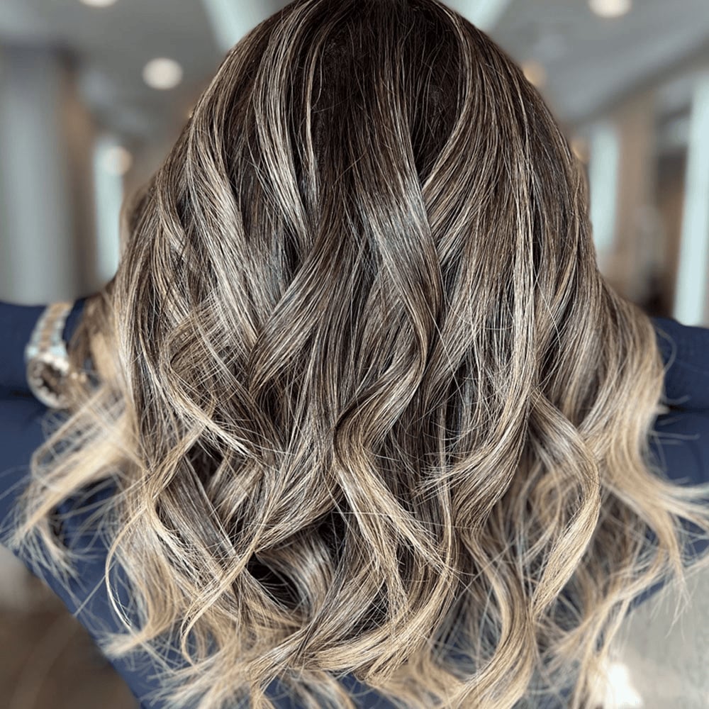 Ash Blonde Balayage On Dark Brown Base, Wavy Ash Blonde Balayage On Dark Brown Base, Wavy — Balayage on Long Hair