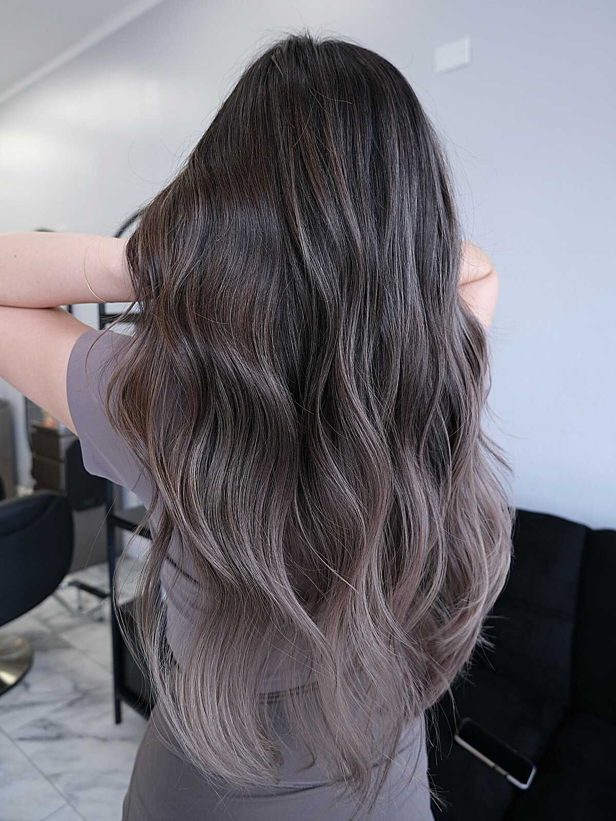 Dark Brown To Ash Blonde Balayage Waves Dark Brown To Ash Blonde Balayage Waves — Balayage on Long Hair