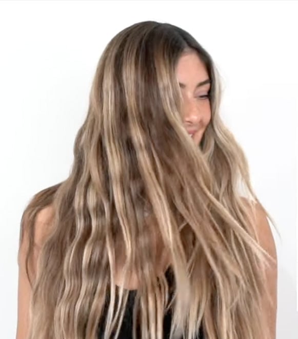 Caramel Balayage With Tousled Curtain Bangs Caramel Balayage With Tousled Curtain Bangs — Balayage on Long Hair