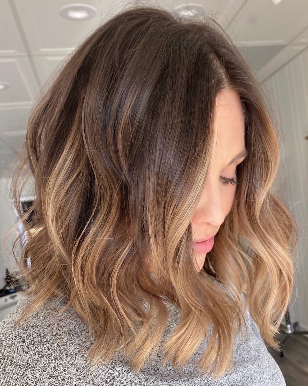 Angled Collarbone Bob With Subtle Balayage — Balayage Short Hair