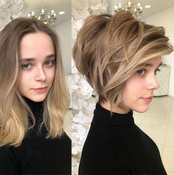 Stacked Pixie Bob With Ash Blonde Balayage — Balayage Short Hair