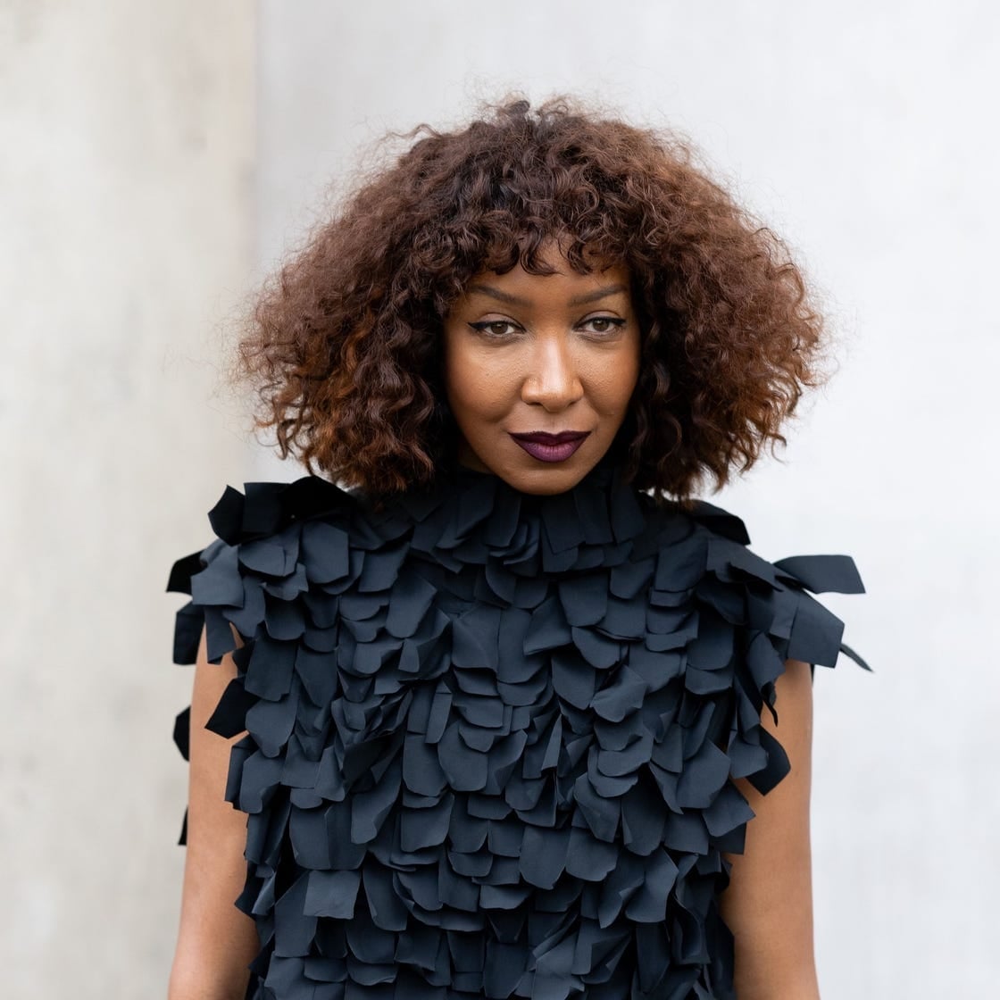 Shoulder Length Black Curly Hair With Face Framing Bangs — Bangs for Curly Hair