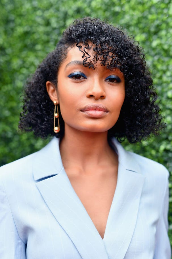 Black Chin Length Bob With Defined Curly Bangs — Bangs for Curly Hair
